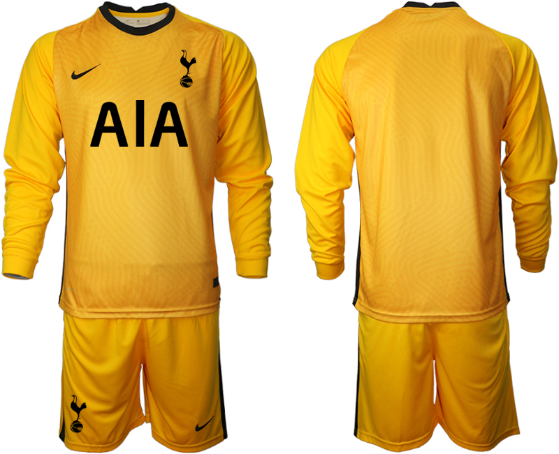 2021 Men Tottenham Hotspur yellow goalkeeper long sleeve soccer jerseys->youth soccer jersey->Youth Jersey